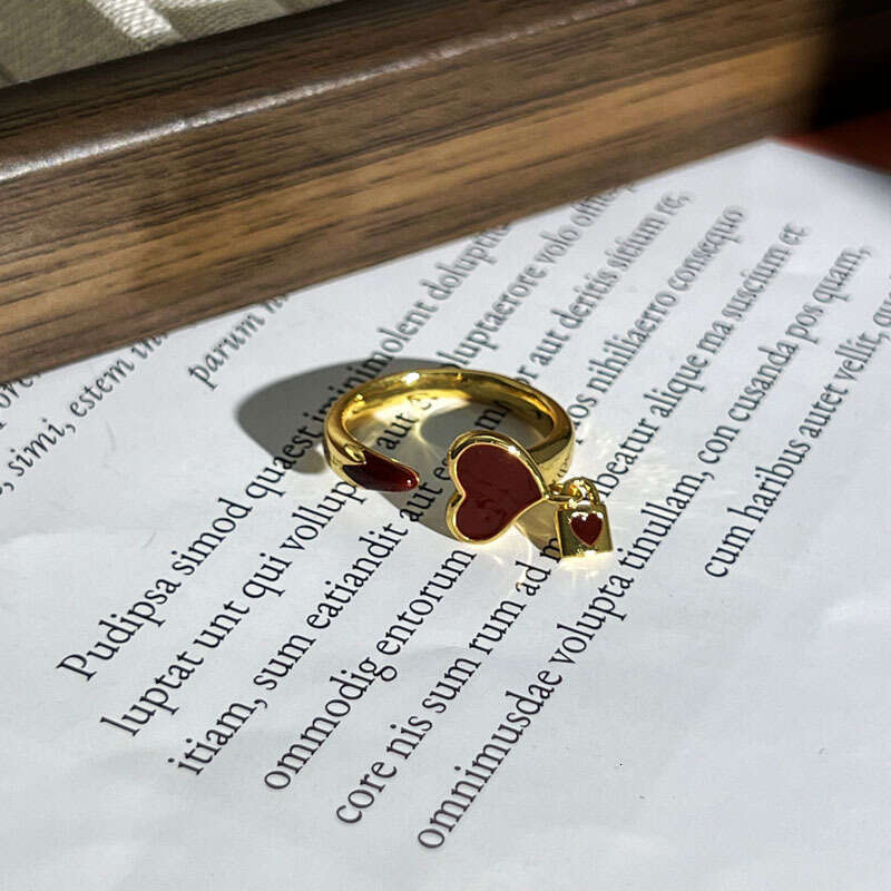 Ring Gold Plated Wine Red Enamel Geometric Zodiac Horse Butterfly Open Adjustable Band for Chinese New Year Festival and Daily Wear Gift High Quality 