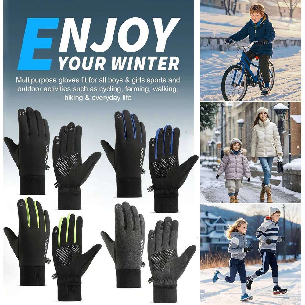 GTUBIKE Winter Gloves,Touchscreen Anti-Slip Cycling Gloves,Warm Windproof Kids Gloves,Sports Gloves Boys Girls 26H0224