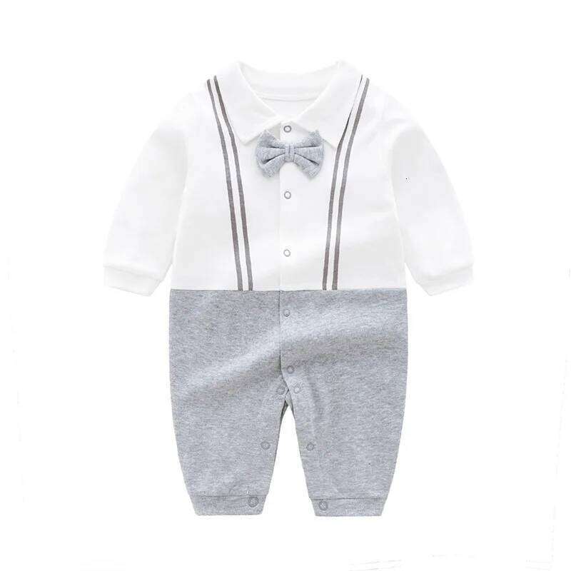 New Baby Boys 100% Cotton Formal Romper Clothes Toddler Kids Gentleman Outfit One-Piece Clothing Handsome Jumpsuit Party Suit 26H0224
