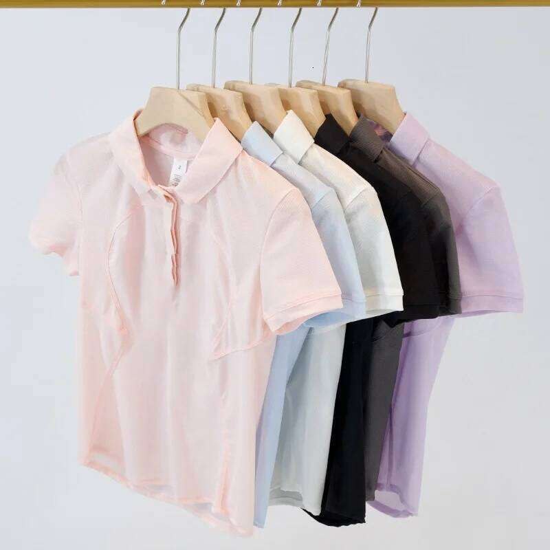 Women's Short Sleeve Casual Polo Mesh Breathable Quick-Dry Slim Fit Sports Fitness Tennis Shirt 26W0224