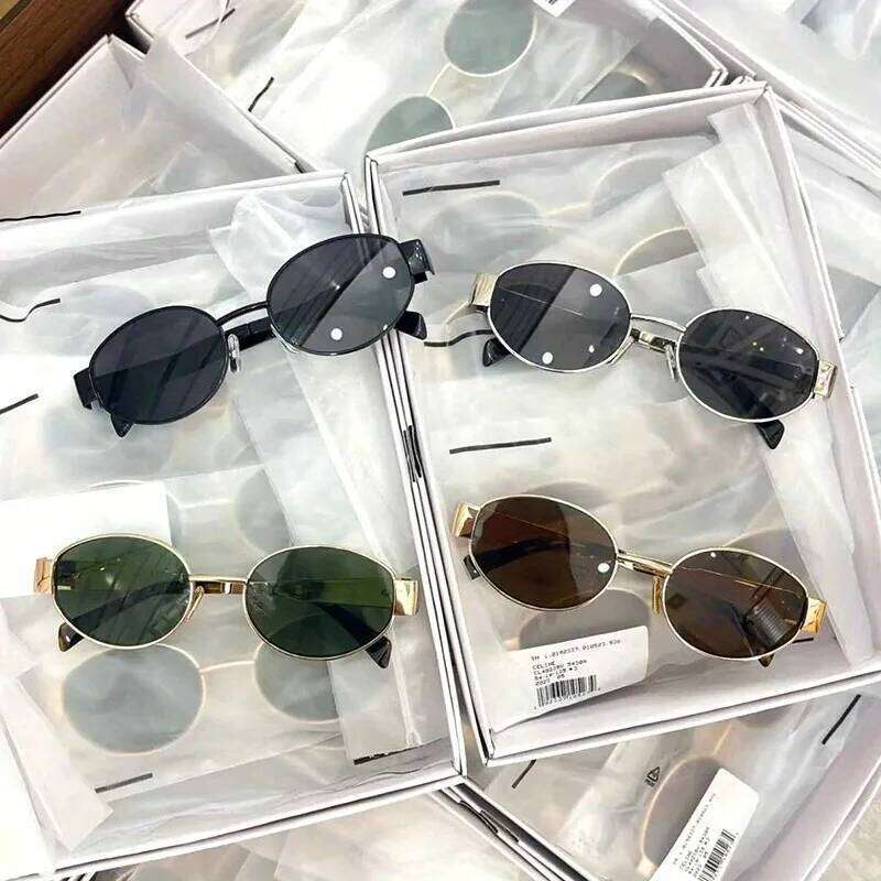 Retro Steampunk Sun Protection Vintage New Women's Metal Oval Sunglasses Ladies Classic UV400 Sunscreen Eyewear 26W0224