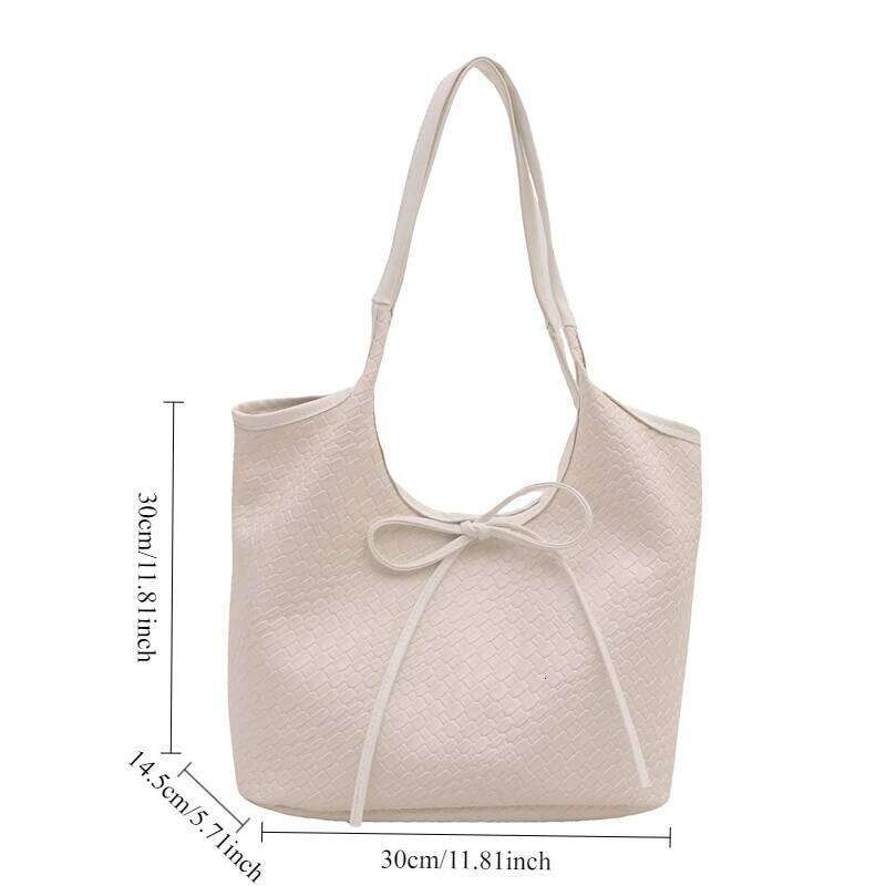 2025 New Fashion Casual Shoulder Handbag Retro Bow Large Capacity Tote Underarm Bag Z260224