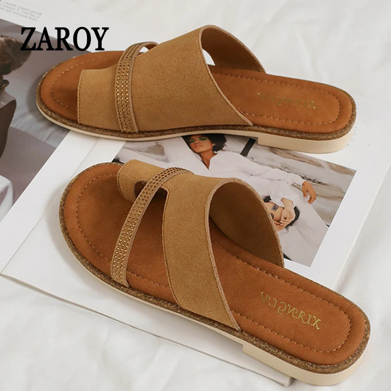 ZAROY Summer Shoes Woman Fashion Outdoor Flat Slippers Sandals Open Toe Casual Beach Slides Shoes Zapatos Para Mujer 260130