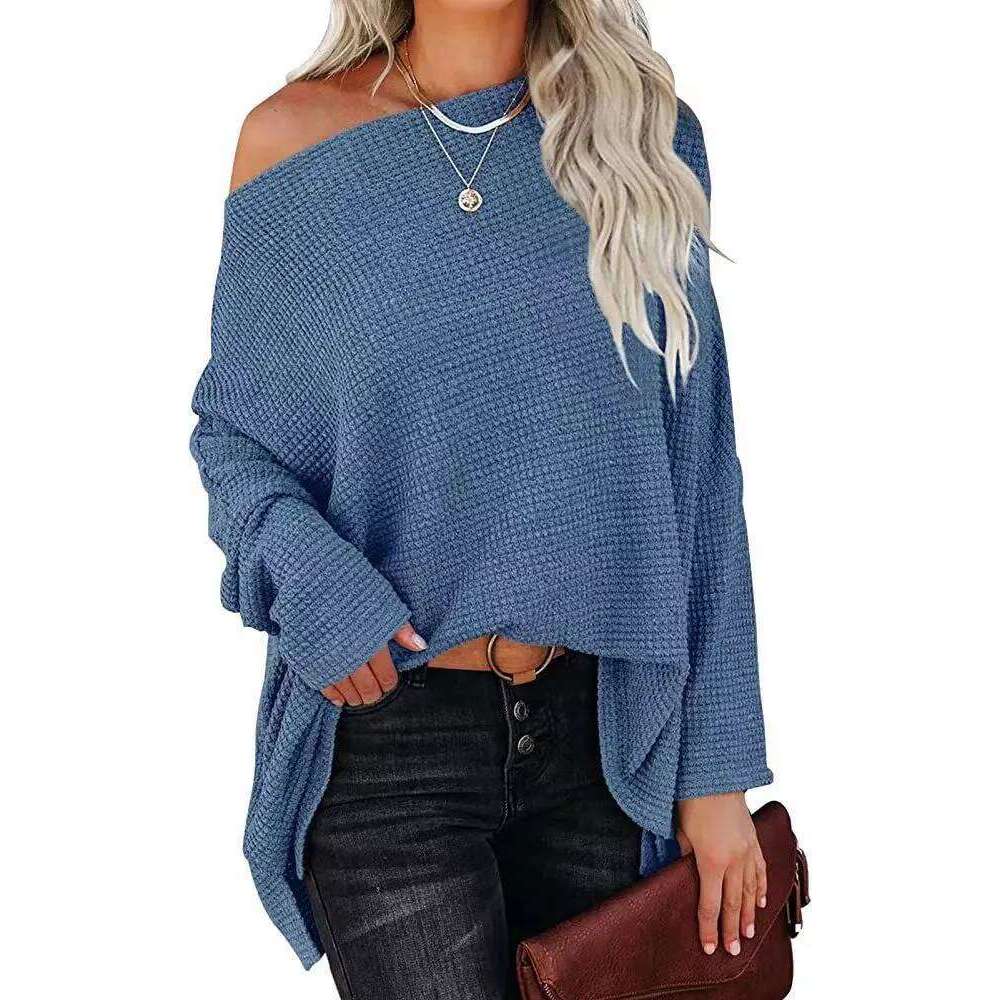Knitted Waffle Shoulder 2024 New Autumn Europe and America Women's Regular Top 26L0224