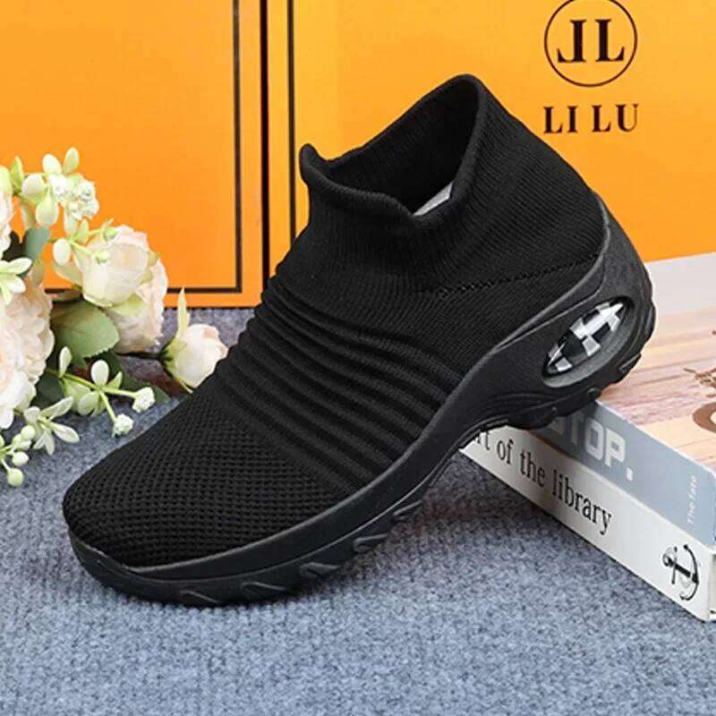Women's One Step Mesh Breathable Arch Support Fashion Trendy Thick Bottom Training Sports Hiking Platform Shoes for Women