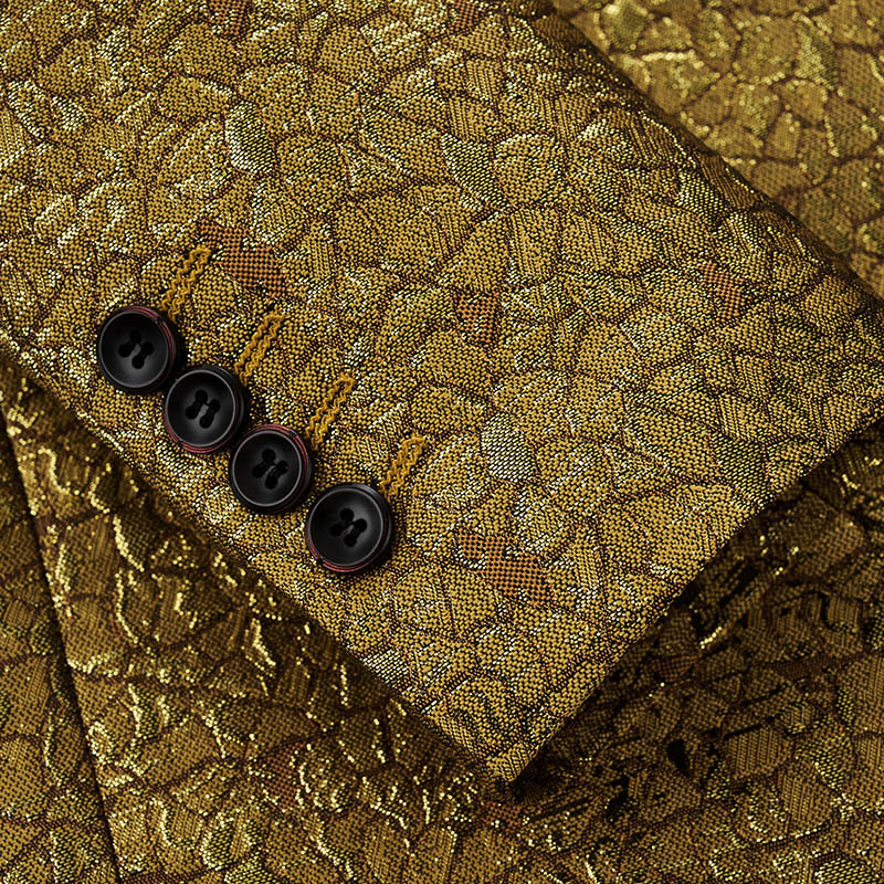 Mens Shiny Gold Sequin Suit Jacket - Single Breasted Slim Fit Blazer for Parties and Performances