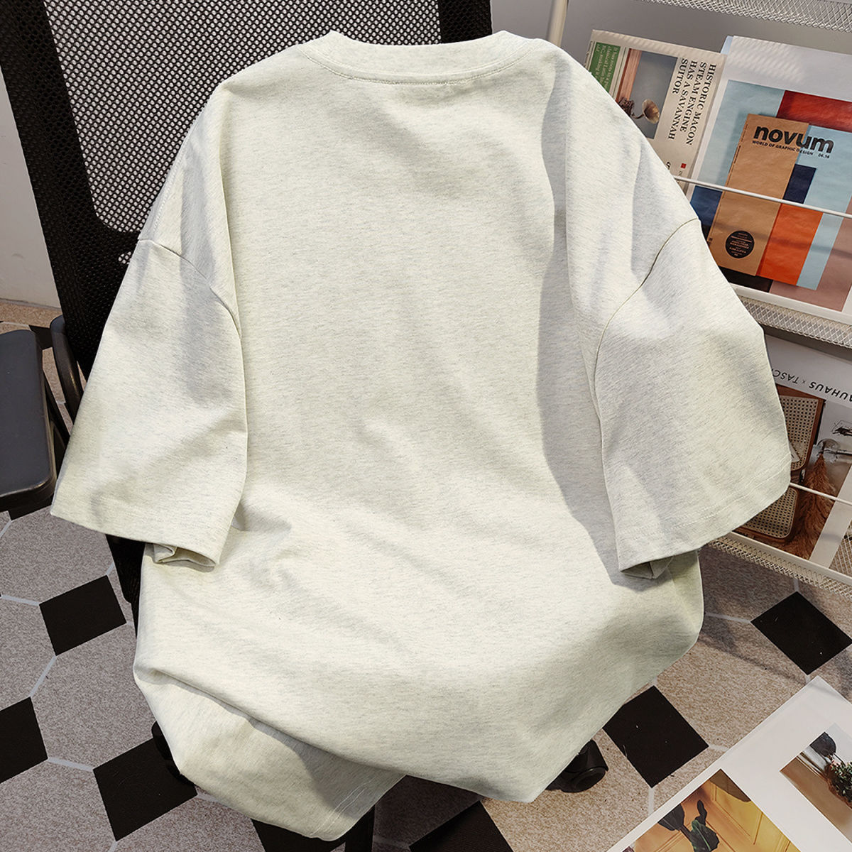 American Style Cotton Cartoon Print Short Sleeve T-Shirt for Women 2026 Summer New Loose White Gray Casual Versatile Couple Top