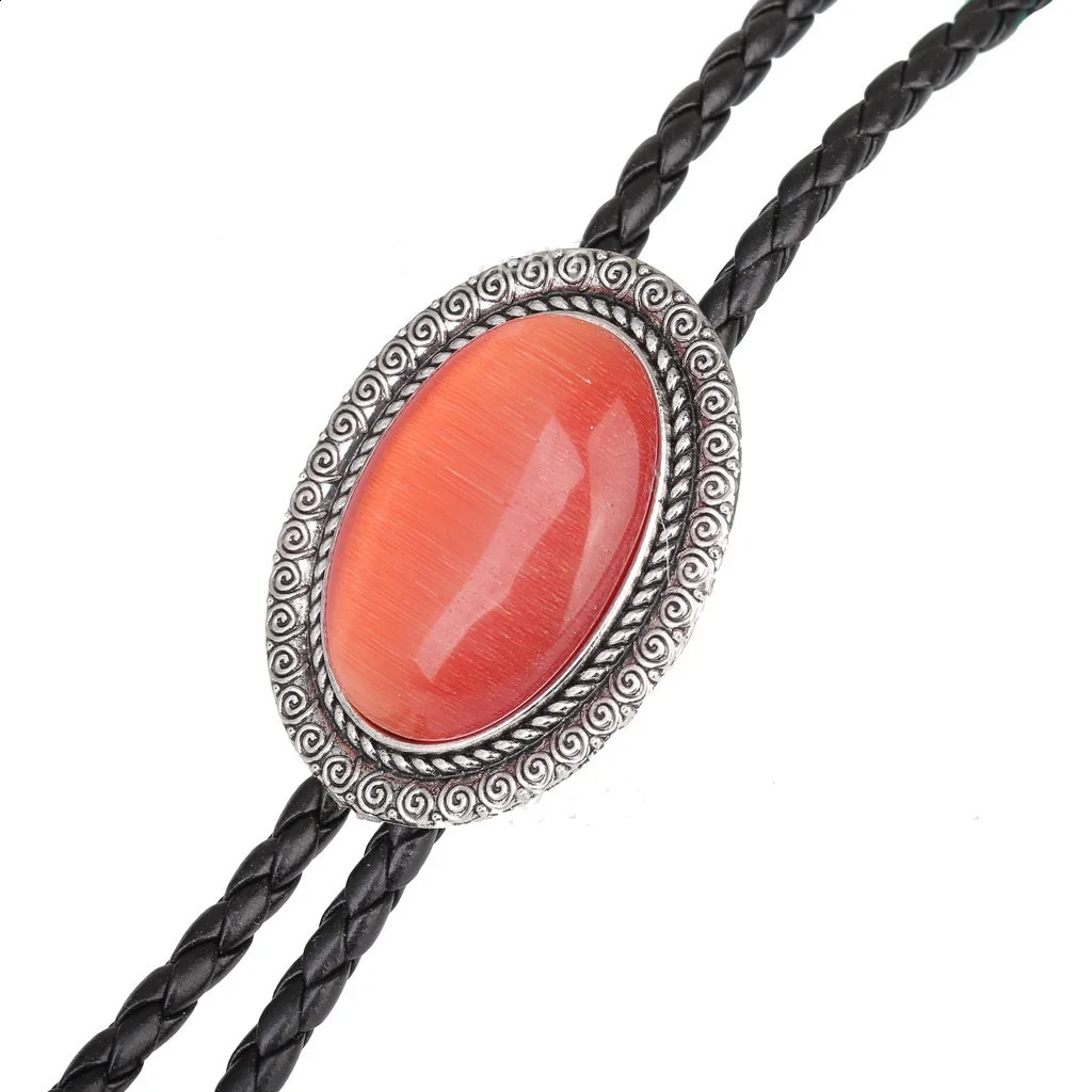 Agate Time Gem bolo tie retro shirt chain bolo collar rope leather necklace tie 260120
