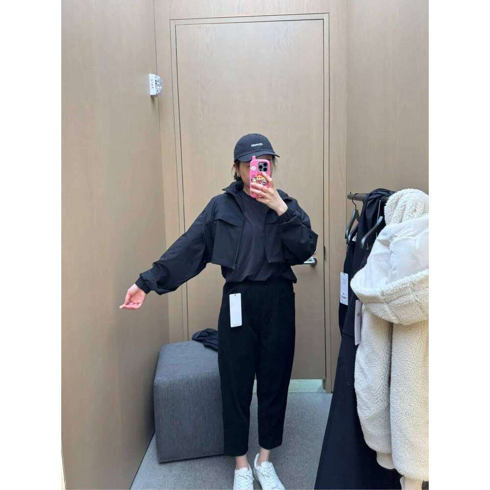 Lightweight Sun Protection Quick-Dry Long Sleeve Short Yoga Fitness , Stand Collar Zipper Loose Fit Outdoor Hiking Coat 26Y0224