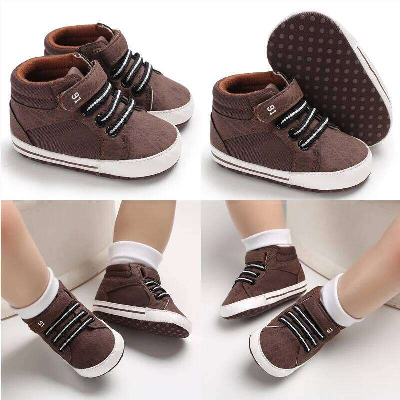 New Brown Baby Christening Baptismal Walking Toddler Shoes Soft Sole Newborn Birthday Infant Kids Boy Sneakers 26Y0224