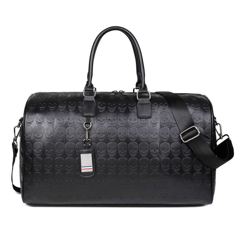 Fashion Design Luggage Bag Embossed Travel Tote Skull Design Handbag Storage Waterproof Casual Travel Large Capacity Travel Bag