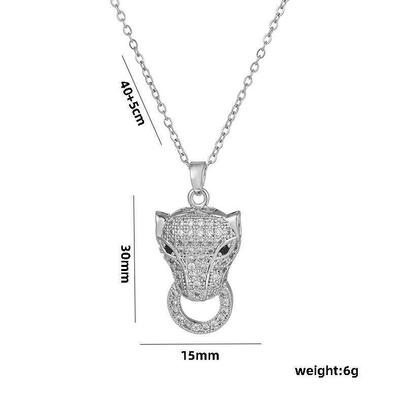 Micro-Inlaid Zircon Necklace Personalized Light Luxury Leopard Pendant Collarbone Chain Exaggerated Fashion Choker