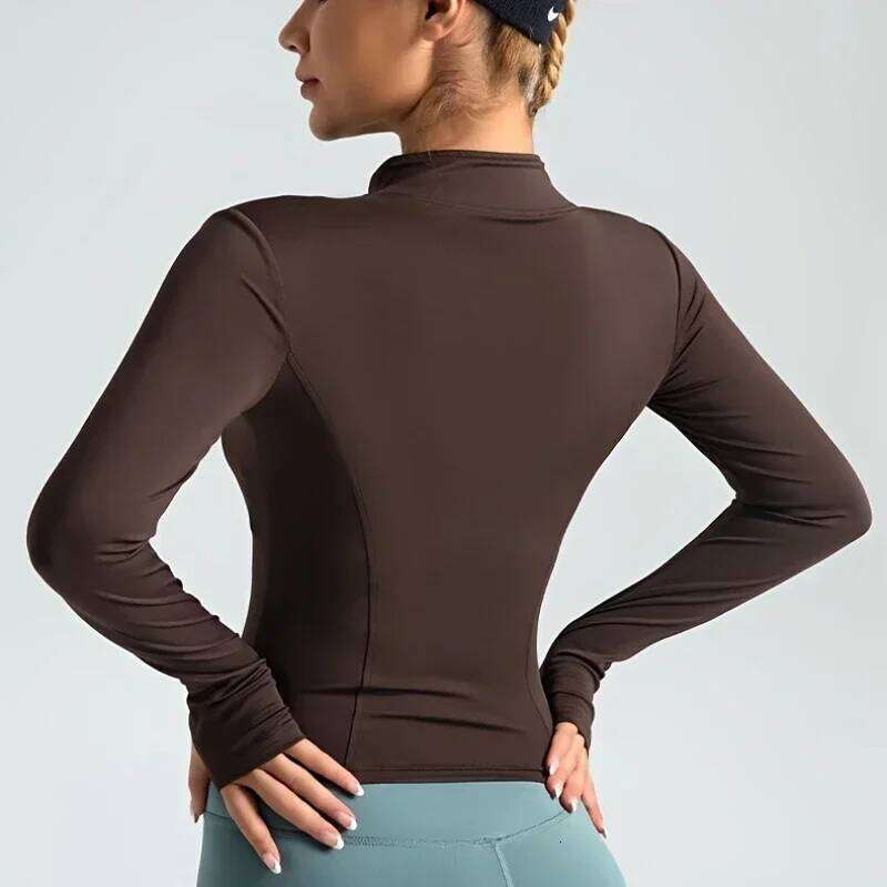 S-3XL New Style Workout Women Seamless Sports Outerwear Yoga Running Coat Stretchy Zip Up Gym Wear Slim Fit Breathable 26Y0224