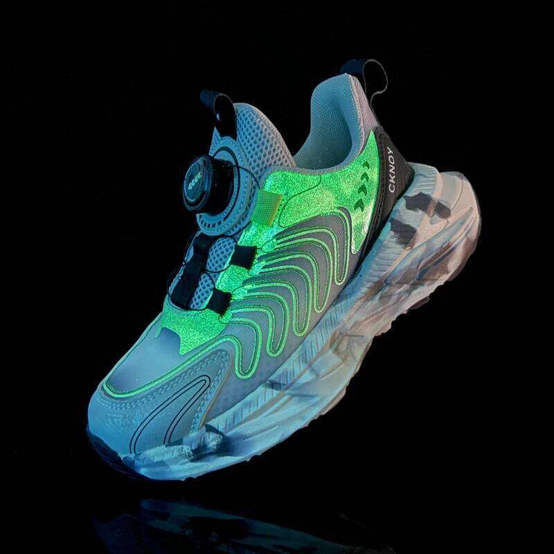 CKNOY Boys' Casual New Thick Bottom Rotating Button Running Children's Student Sports Shoes 26W0224