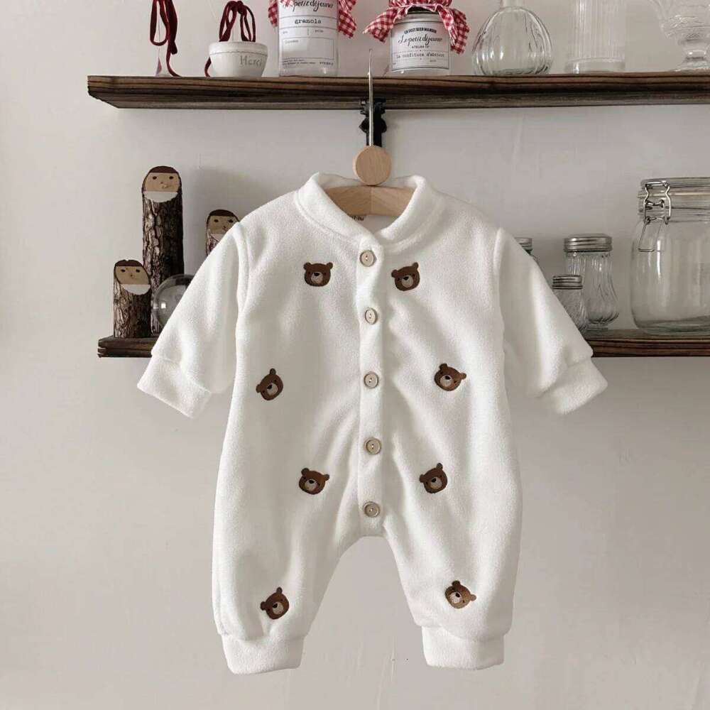 0-18 Month Newborn Romper Boys Girls Cute Bear Embroidery Long Sleeve Baby Bodysuit Clothes Infant Autumn&Winter Costumes 26H0224