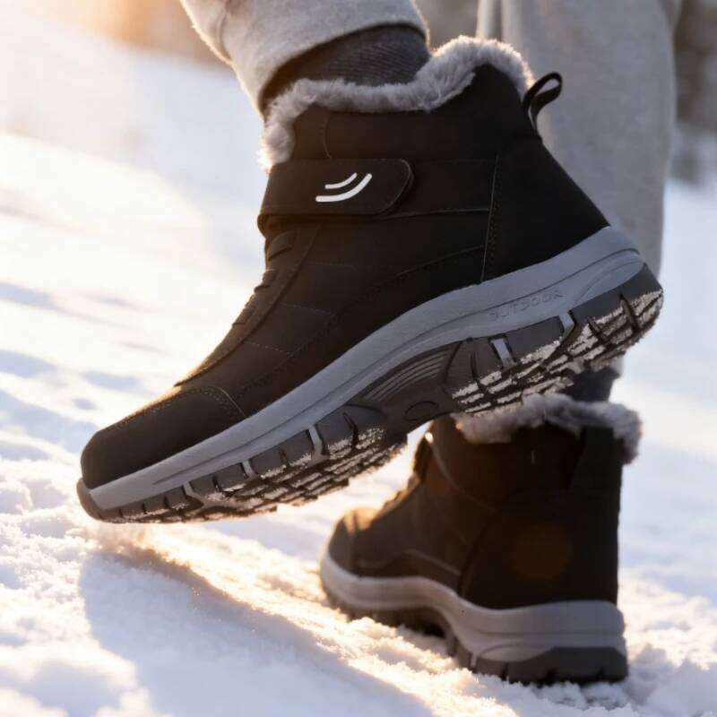 Men's Warm Sneakers High-Top Fleec Trainers Thick Fleece Lined Anti-Wind Non-Slip Sole Outoor Gym Running Daily Sports in Winter