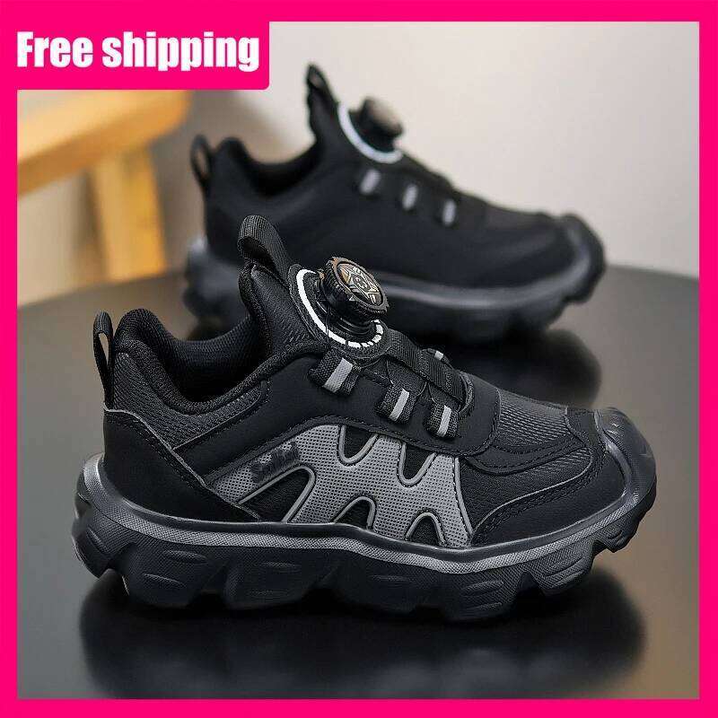 Children Sneakers High-quality Leather Wear-resistant Breathe Thick Soled Street Walking 2026 New Fashion Jogging Shoes 26W0224