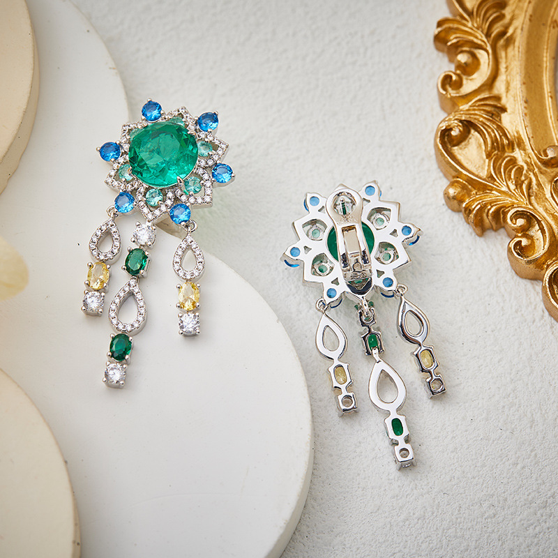 Earrings New Cross-Border Petal Earrings, Gold-Plated Earrings, Celebrity Style Earrings, High-End Evening Dress Floral Tassel Earrings