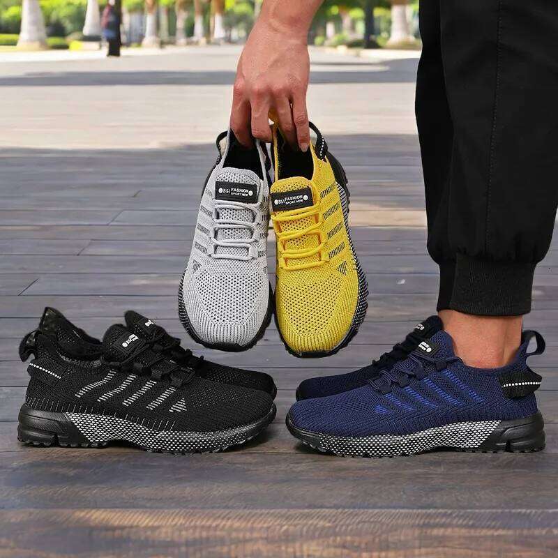Men Running Shoes New 2025 Breathable Mesh Outdoor Casual Sneakers Lightweight Comfortable Women Shock-absorption Black Tennis