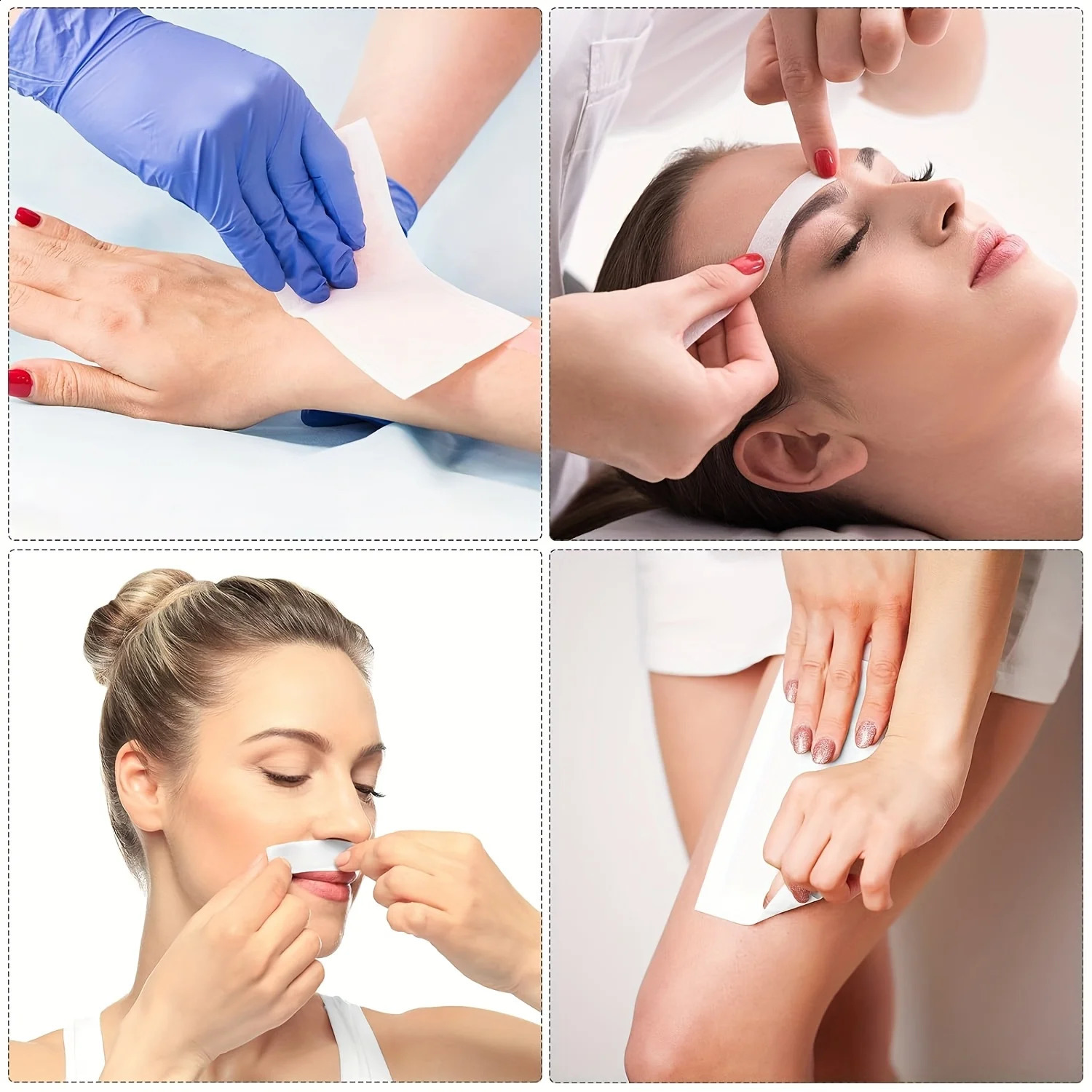 Hypoallergenic Non-Woven Waxing Strips - Gentle Eyebrow Face Leg Body and Bikini Hair r Sheets 260126