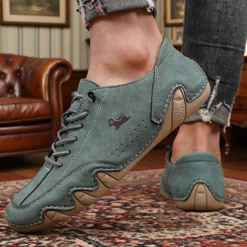 Men's Suede Leather Casual ShoesLace Up Driving Shoe Comfortable Lightweight Loafers for Daily Wear Outdoor Activities Man Shoes