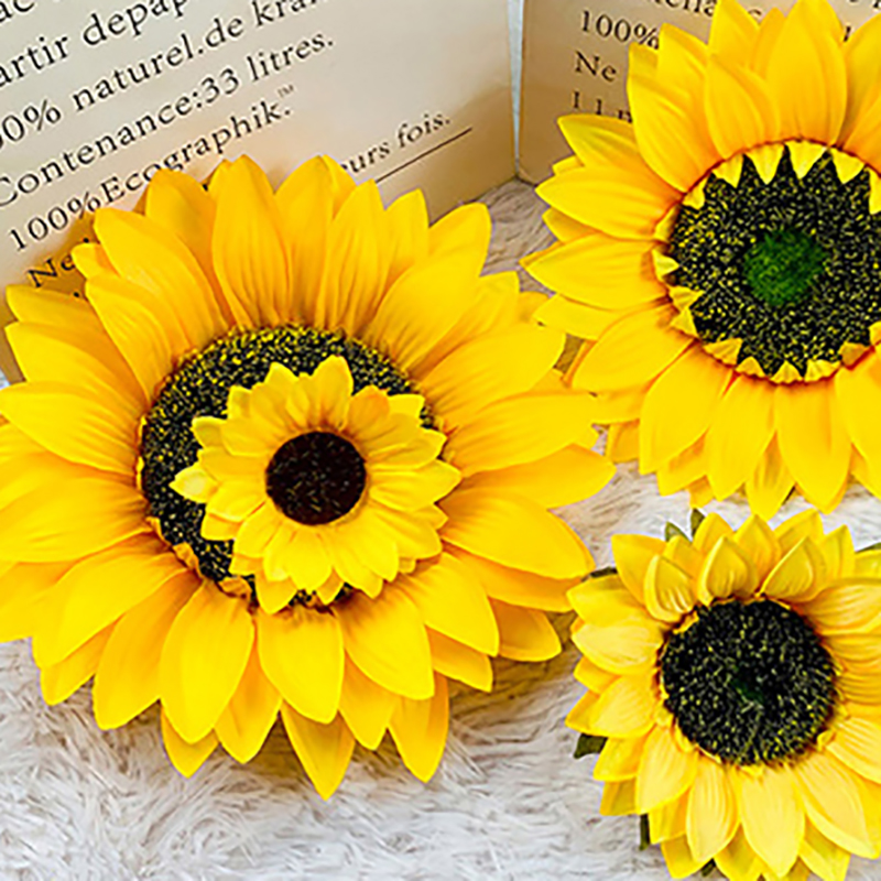 Artificial Sunflower Heads Silk Flower Fake Flowers Wholesale for DIY Wedding Bouquet Gifts Table Centerpieces Party Bridal Shower Home Office Halloween Decor