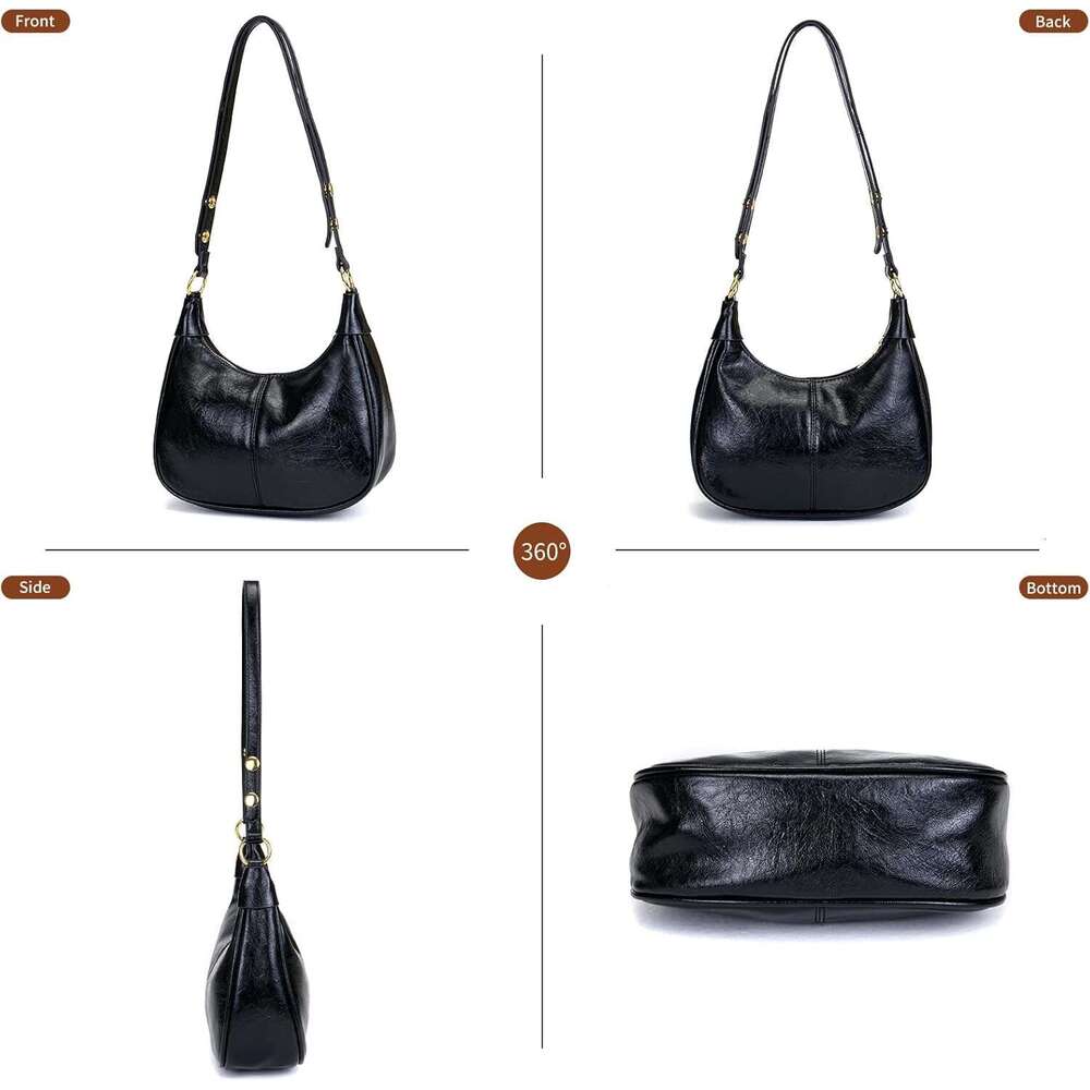 Shoulder For Women Small Hobo Bags Crescent Shaped Cute Retro Tote Handbag Mini Purse With Zipper Closure