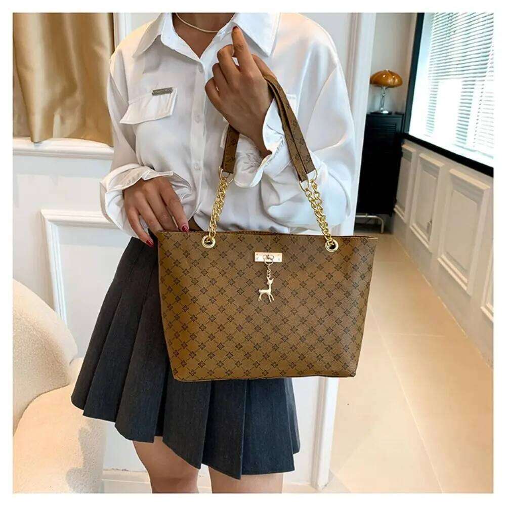 New PU Leather Shoulder Bags Large Capacity Printing Handbags Shopping Bag Women Z260224