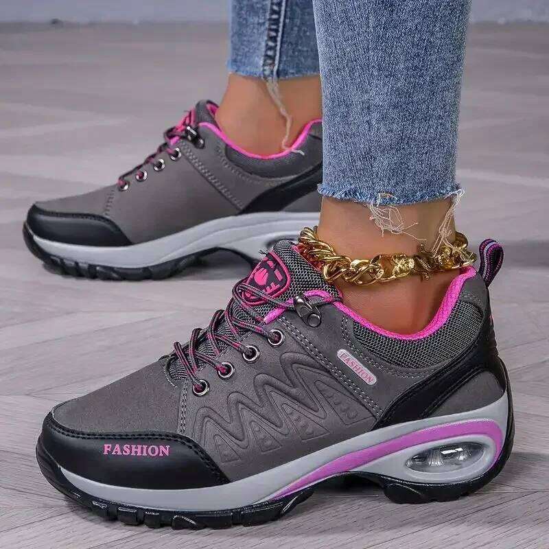 Women's Fashion Sneakers Breathable Knit Upper EVA Sole Hiking Outdoor Waterproof Camping Non - Slip Sports Shoes