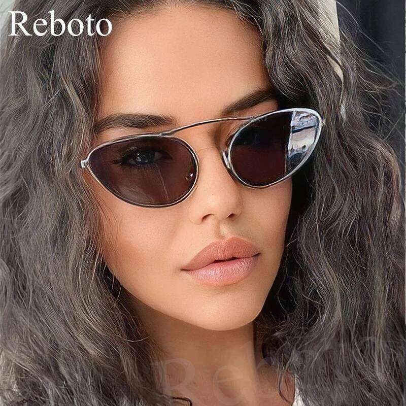 Luxury Brand Cat Eye Sunglasses Women 2025 Fashion Unique Small Oval Sun Glasses Trendy Metal Frame Cool Triangle Eyewear UV400 26W0224