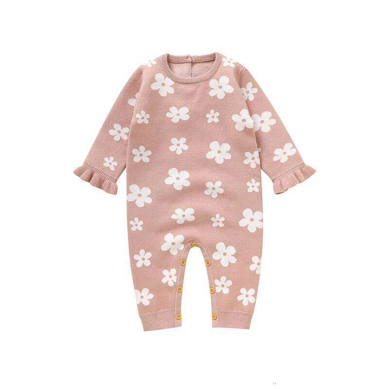 Cute Floral Print Infant Jumpsuit Long Sleeve Baby Girls Spring & Autumn Rompers Knitted 1-18 Months Newborn Bodysuit Sleepsuit 26H0224