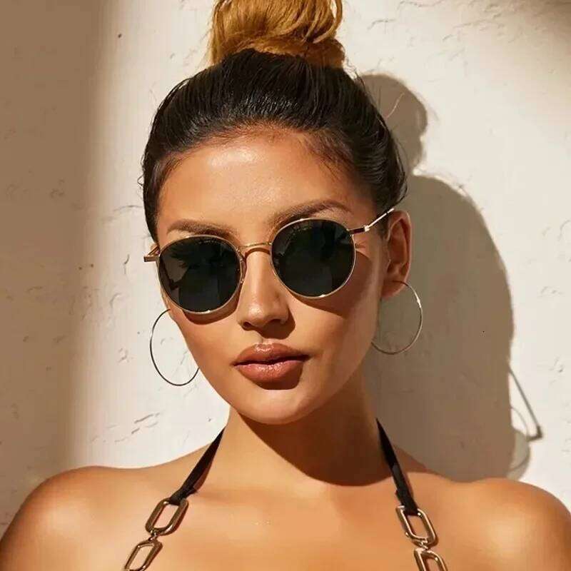 Sunglasses Women 2025 Classic Vintage Oval Sun Glasses Eyewear Round Mirror Small Metal Frame Oculos De Sol Gafas UV400 26W0224