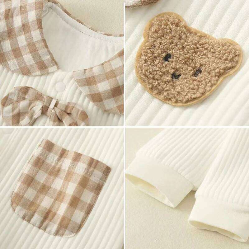 Spring Autumn Baby Warm Romper Cute Bear Infant Boy Girl Long Sleeve Outfits for Newborn Soft Cotton Kids Jumpsuit 26H0224