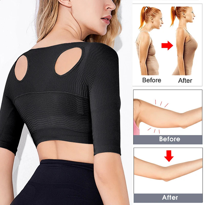 Upper Arm Shaper Slimmer Posture Corrector Tops Women Shoulder Corrective Shapewear Seamless Compression Sleeves Back Support 260129