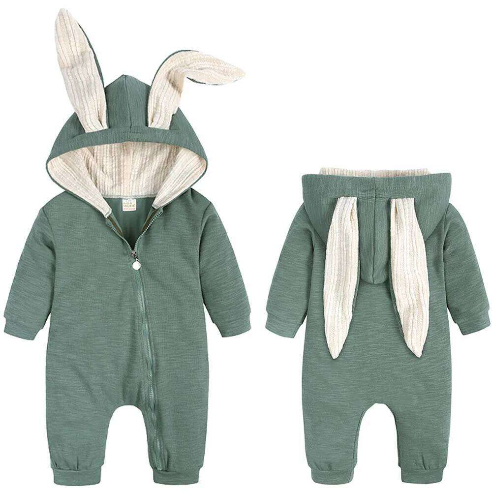 Adorable Jumpsuit Infant Bunny Romper for Baby Girl Boy Newborn Cotton One-Piece Bodysuit with Long Sleeves Casual Cute Playsuit 26H0224