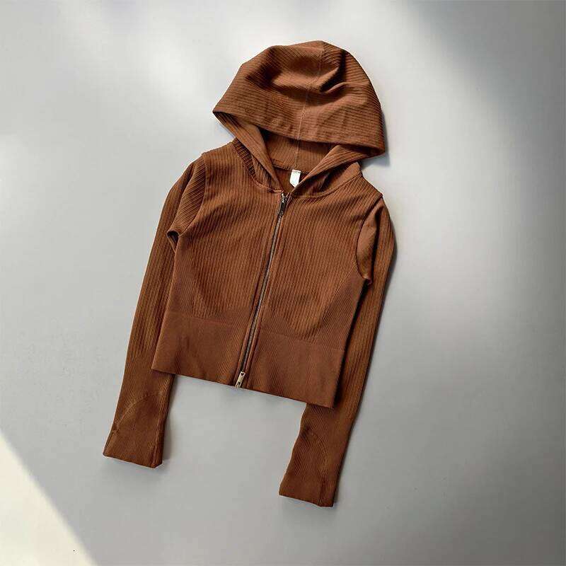 New Hooded Tight Fitting Sports for Women's Training Suit Long Sleeved Zipper Yoga Running Top 26Y0224