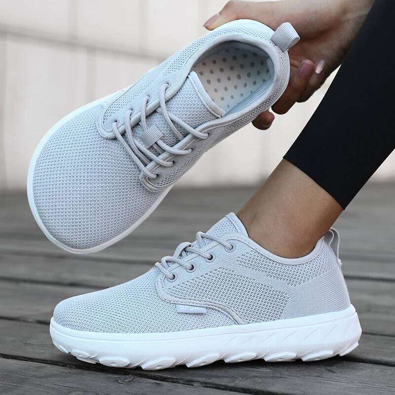 Men's and Women's Barefoot Wide Version Simple Platform Walking Sneaker Lace Up Outdoor Lightweight Casual Running Shoes