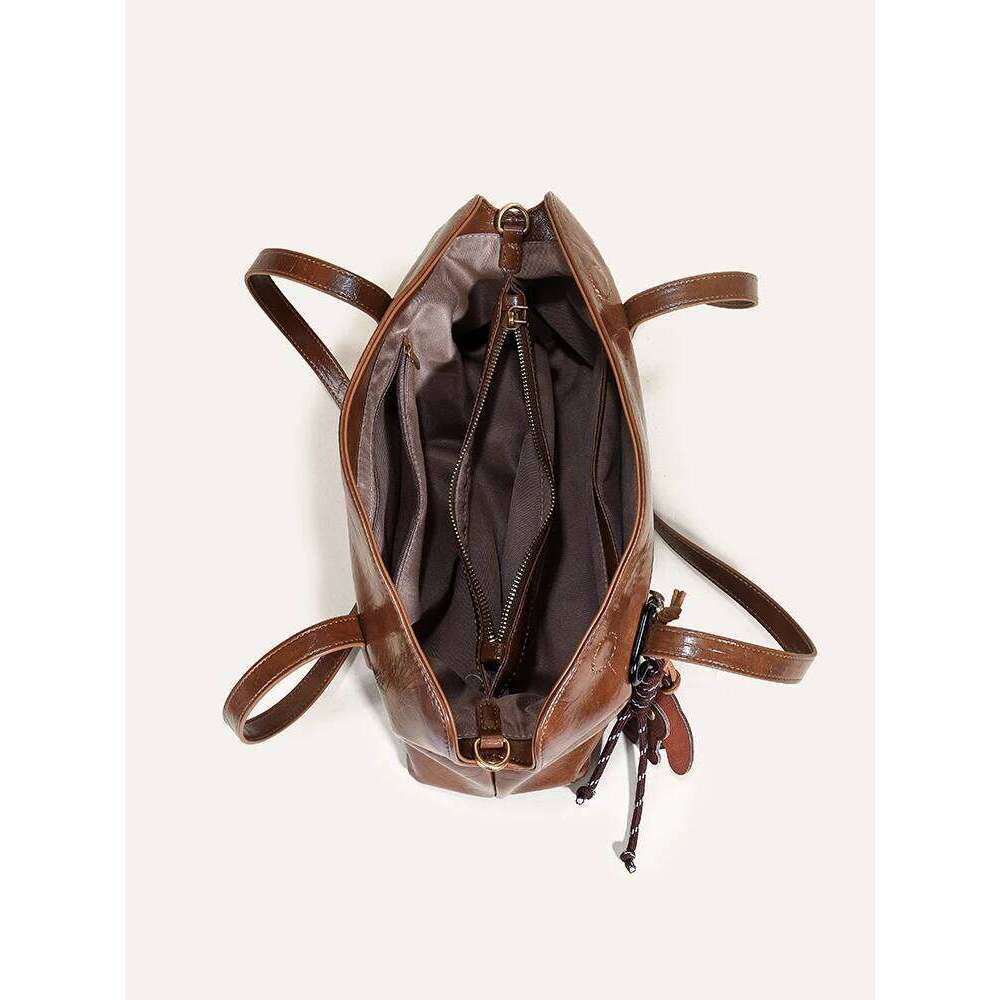 Luxury Woman Shoulder Soft Leather Large Capacity Square Fashion Tote Bag Korean Fashionable Handbag Shopping Underarm Bags