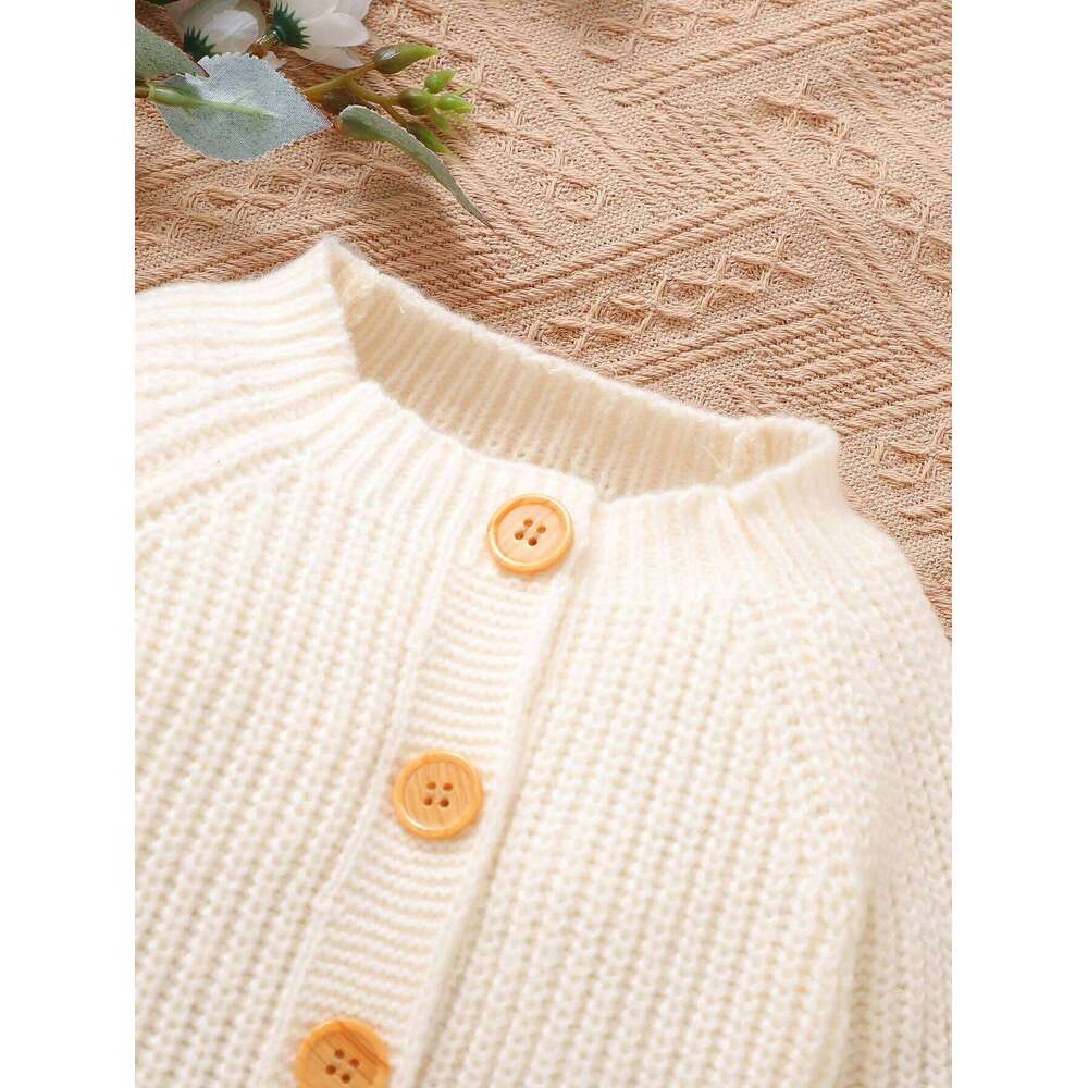 Winter Baby Clothes Beige Long Sleeve Knitted Rompers+Hats+Shoes 3pcs for Newborn Boys Girls Outwear Outfits Sets 0-9M 26H0224