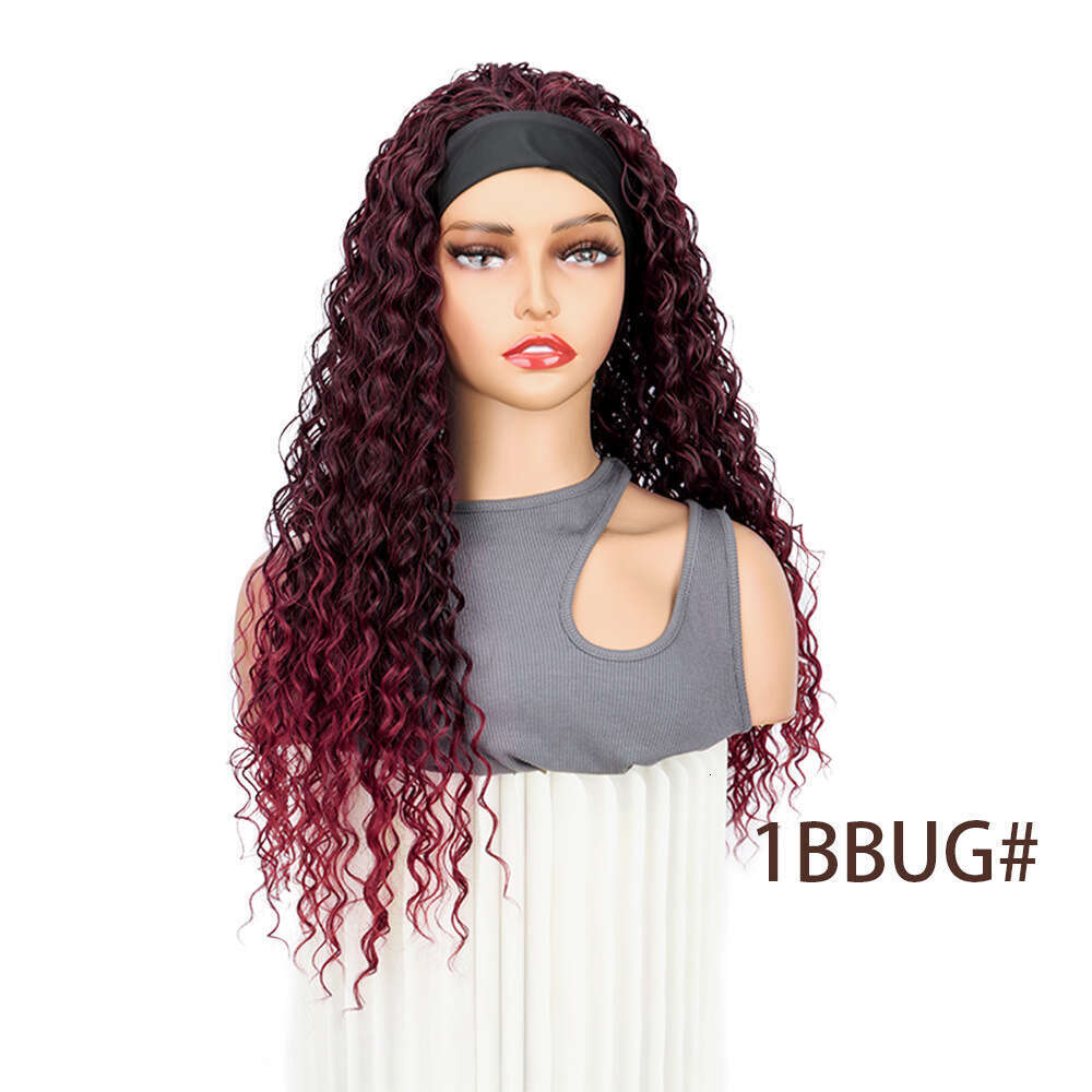 European And American Export Wig For Women Small Curly Headscarf Long Afro Head Cover Headband Wigs In Stock SHXI