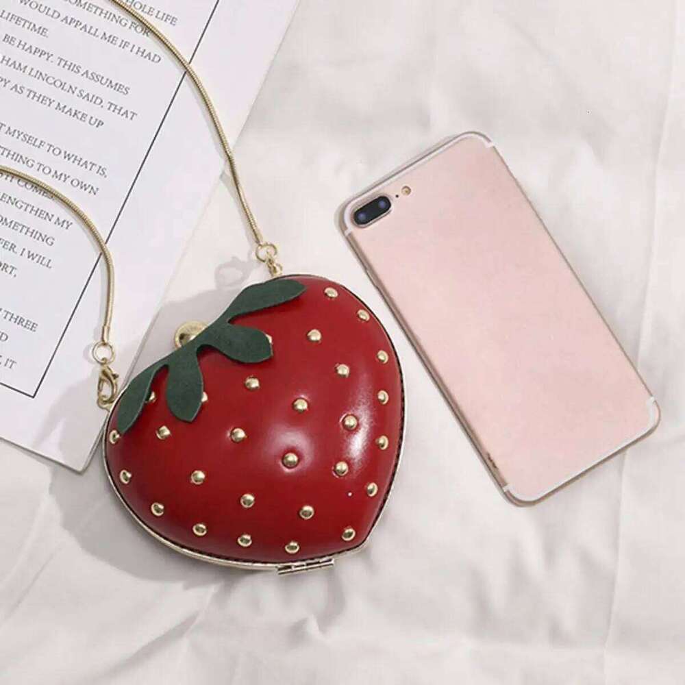 Women's Summer Fashion Cute Strawberry Crossbody Rivet Snake Bone Chain Bag