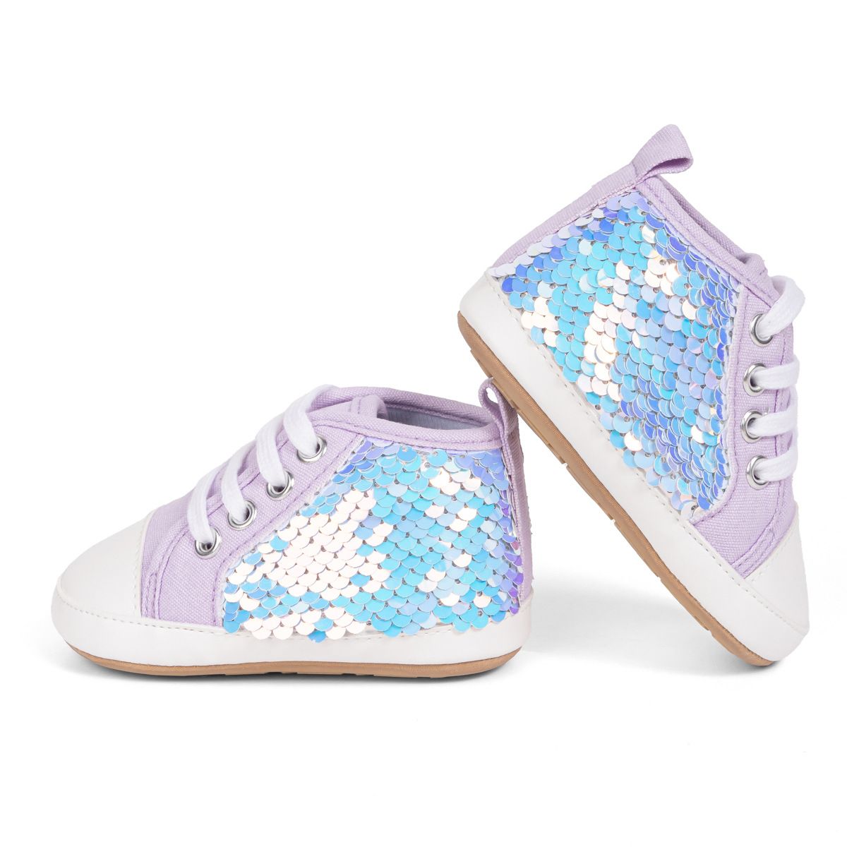 Fashion Sequin Baby Sneakers High Top Anti Slip Soft Soled Infant Boy Girl Shoes Toddler Rubber Comfortable Casual Shoes