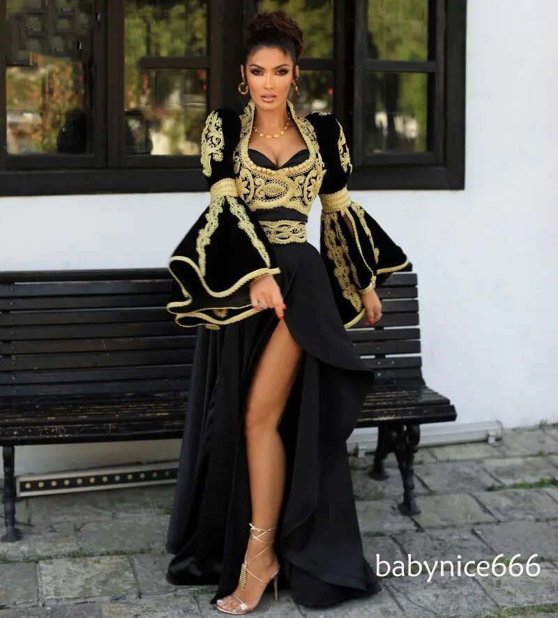 Sexy Traditional Kosovo And Albanian Bridal Guest Dresses For Women Party Long Sleeves Lace Applique Evening Gowns Prom Dress 322