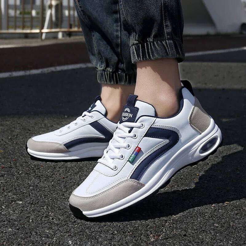 Luxury Sneakers Summer Thick Soled Fast Drying Anti Slip Height Increasing Walking Shoes PU Leather Footwear Tennis for Men