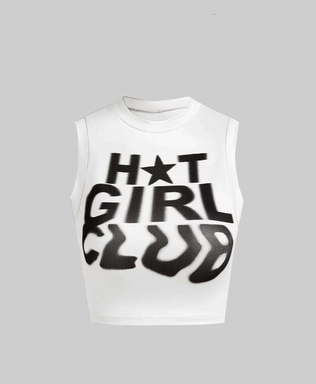 European And American Retro Y2k Creative Letter Print High Street Sexy Summer Sleeveless Crop Top