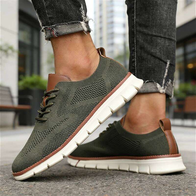 Popular Men's Mesh Sneakers Comfortable Airy Soft Sole Fashionable Lightweight Casual Anti Slip Breathable Walking Shoes
