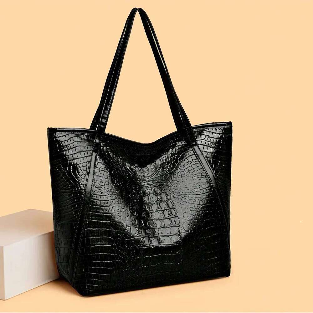 Stylish Women's Tote Retro Crocodile Pattern Handbag Shoulder Bag, Suitable for Shopping, Dating, Outings, Work Commuting Z260224