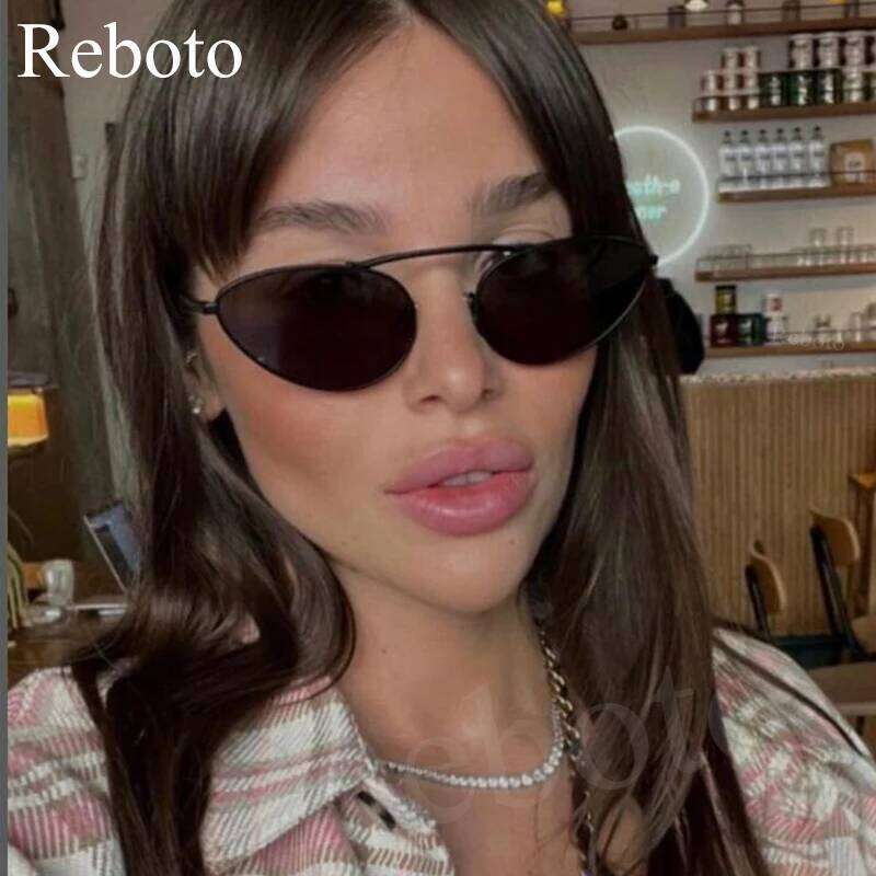 Luxury Brand Cat Eye Sunglasses Women 2025 Fashion Unique Small Oval Sun Glasses Trendy Metal Frame Cool Triangle Eyewear UV400 26W0224