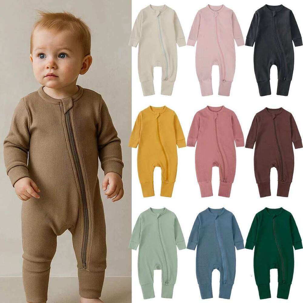 2026 Winter Newborn Baby Romper Thicken Bamboo Ribbed Long-sleeved Pajamas Infant Boy Girl Jumpsuit Bodysuit Sleeper 26Y0224