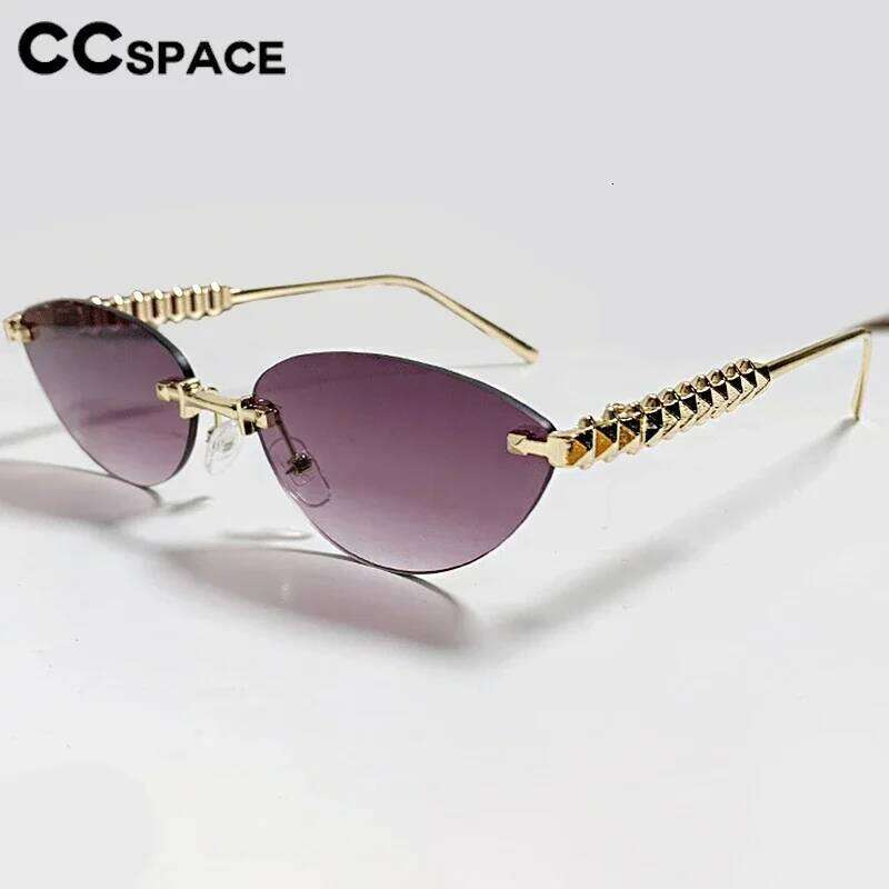 Rimless Sunglasses Fashion Popular Women Shades Small Cat Eye Sun Glasses For Female Summer Traveling Oculos Gradient Lenses 26W0224